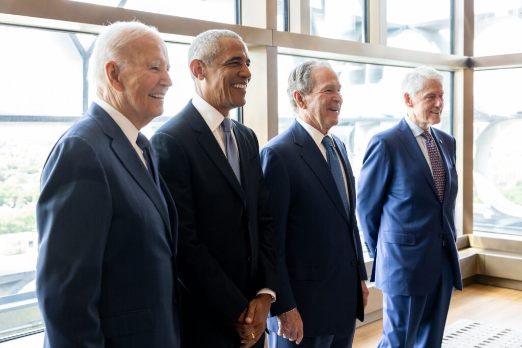 Hope Comes Home: Obama Presidential Center Opens on Chicago’s South Side 5 Presidents Joe, Biden Barack, Georg Bush & Bill Clinton