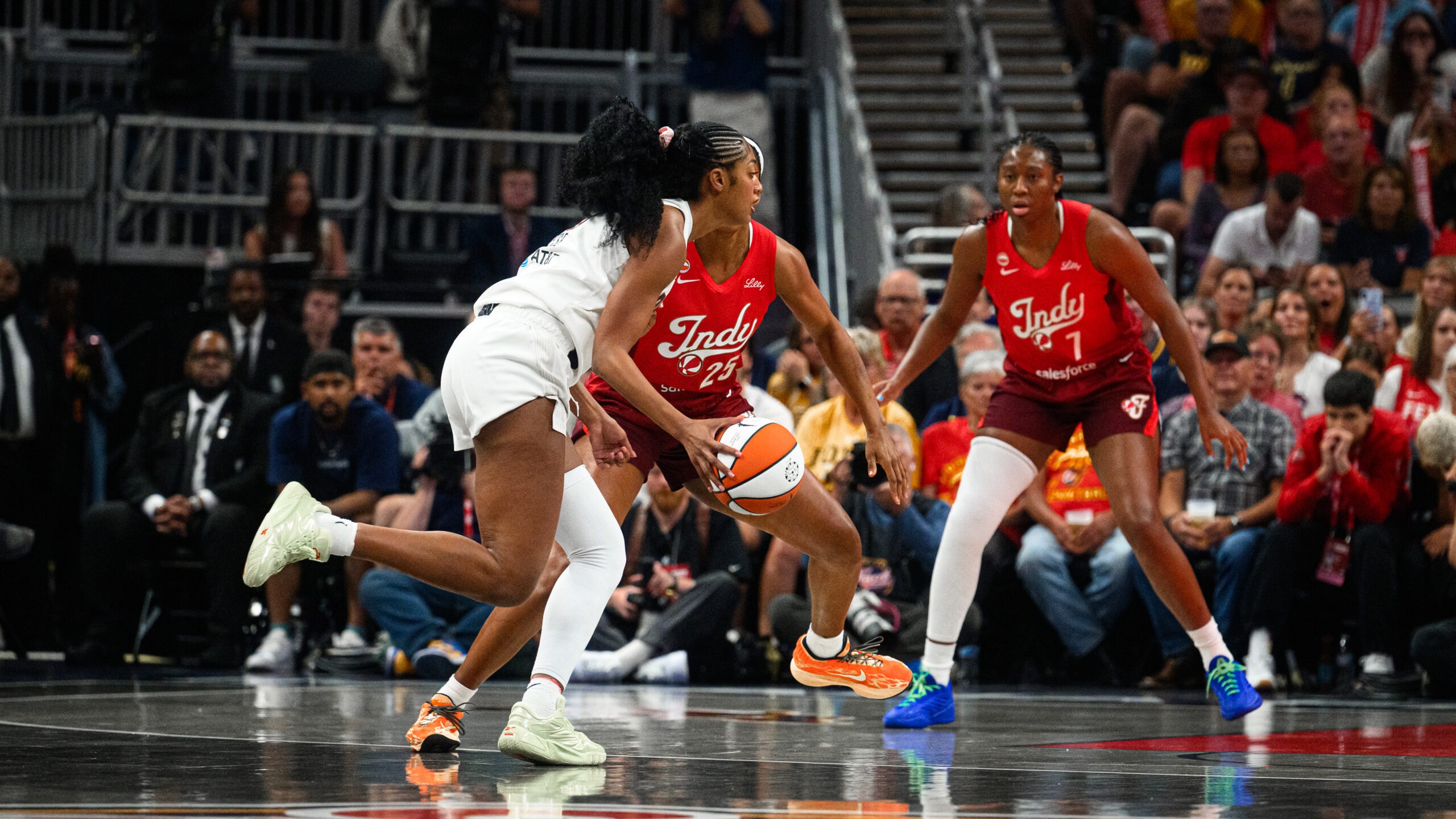 Reese drives to basket