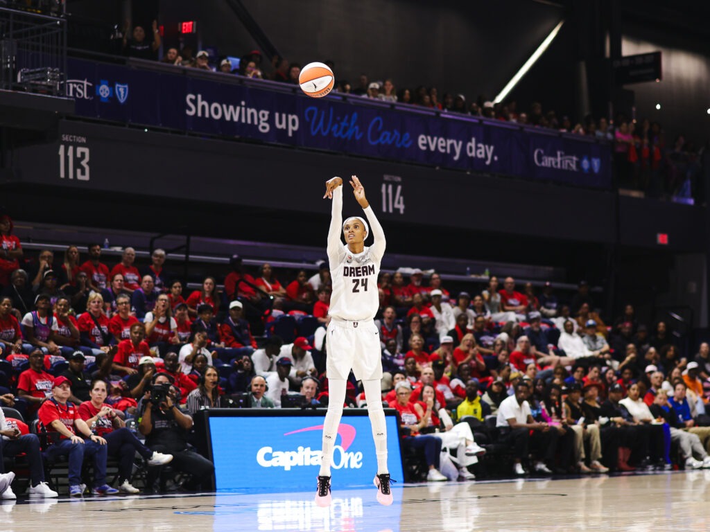 Fourth-Quarter Surge Powers Dream Past Mystics and Into WNBA Semifinals 2 DeWanna Bonner take a jump shot 2145